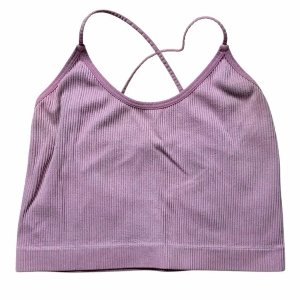 Colsie Ribbed Criss cross bralette crop top light pink Size Medium